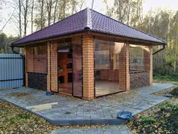 Cottage kitchen made of brick photo