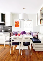 Kitchen interior with leather sofa