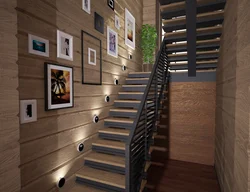 Hallways with wooden walls photo