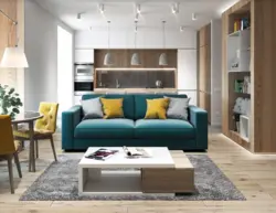 Emerald kitchen living room design