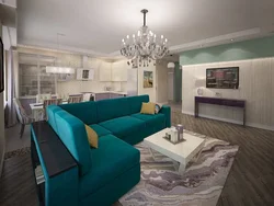 Emerald kitchen living room design