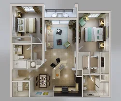 Design apartment with two bedrooms