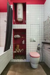 Interior of a combined bathroom with a boiler