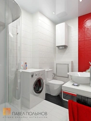 Interior of a combined bathroom with a boiler