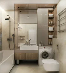Интерьер совмещенной ванной комнаты с бойлером