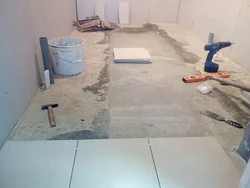 Bathroom floor installation photo