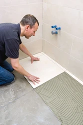 Bathroom floor installation photo