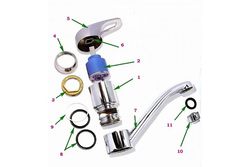 Photo of a disassembled faucet with bathtub