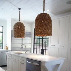 Photo of kitchen interior with wicker