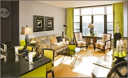 Green Living Room Interior With Yellow Photo