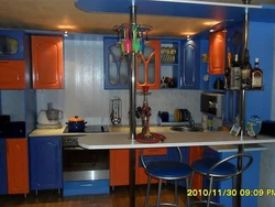 Blue-orange kitchen interior