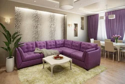 Living Room Interior With Sofa And Wallpaper