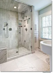Design Of A Large Bath With Shower And Bathtub