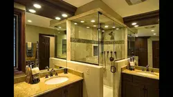 Design of a large bath with shower and bathtub