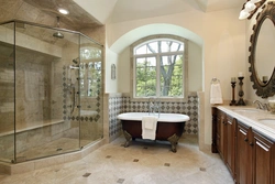 Design of a large bath with shower and bathtub