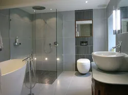 Design of a large bath with shower and bathtub