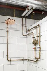 Bathroom interior with pipes