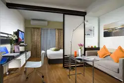 Layout and interior of a one-room apartment