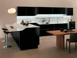 Black kitchens with bar counters photo