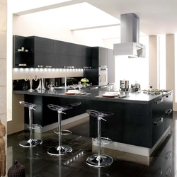 Black Kitchens With Bar Counters Photo