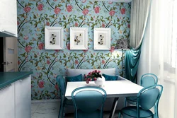 Wallpaper design for kitchen with flowers photo