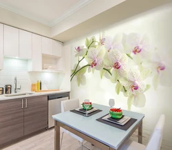 Wallpaper design for kitchen with flowers photo
