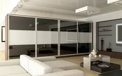 Living room with white wardrobe photo