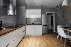 Gray plaster in the kitchen interior photo