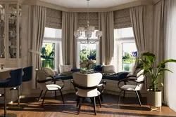 Living room with bay window design in modern style