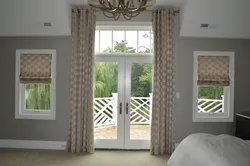 Balcony door in the bedroom interior