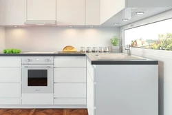 Kitchen design with white hob
