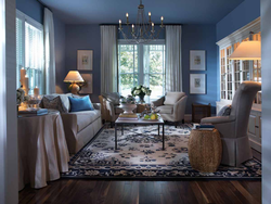 Living room design with gray carpet