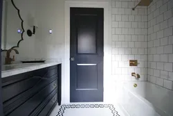 Color of the door in the bathroom interior