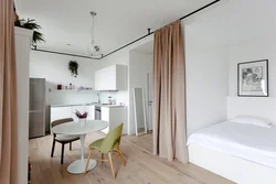 Студия и спальня дизайн квартиры 45 метров