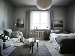 Bedroom Living Room Design In Gray Tones