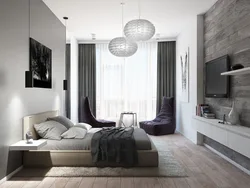 Дизайн спальни гостиной в серых тонах
