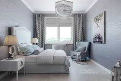 Bedroom living room design in gray tones