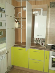 Kitchen design with a window and a gas floor boiler