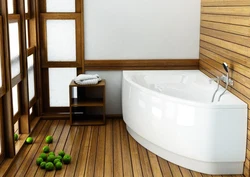 Bathroom design with wood floor