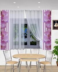 Flower curtains for the kitchen photo