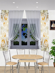 Flower curtains for the kitchen photo