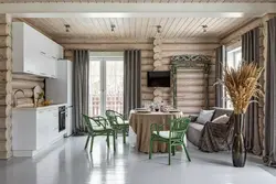 Деревянная кухня в интерьере гостиная дизайн