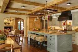Wooden Kitchen In The Interior Living Room Design