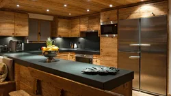 Деревянная кухня в интерьере гостиная дизайн