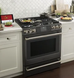 Built-in stove in the kitchen interior
