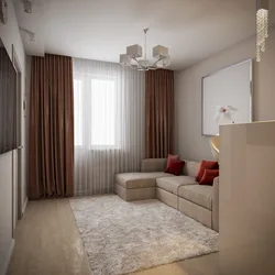 Rectangular living room with one window design