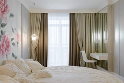Curtains for the bedroom in a modern design with one curtain photo