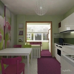 Kitchen design 5 m with balcony