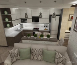 Photo Of A Small Living Room Kitchen With A Sofa