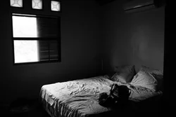 Photo of a dark room in an apartment